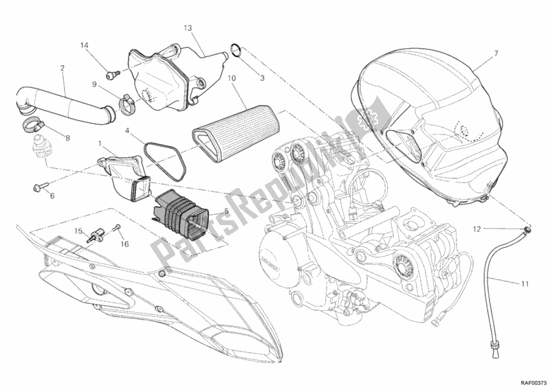 All parts for the Intake of the Ducati Multistrada 1200 S Touring 2012